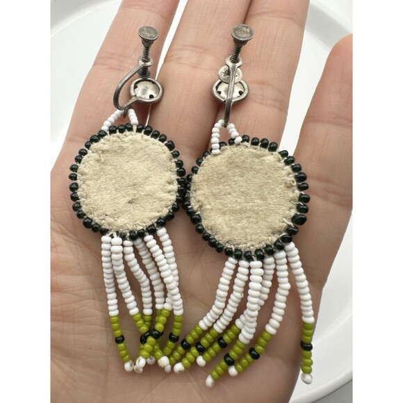 Vintage Sterling Silver Beaded Screw Back Earrings - Picture 3 of 5